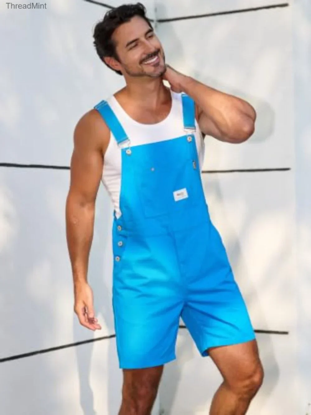 Men's Y2K Bib Overall Shortalls Cotton Relaxed Fit Cargo Pockets